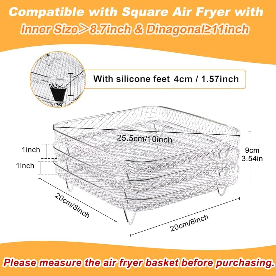 調理器具 hide Amazon.com: BYKITCHEN 8 inch Square Air Fryer Rack, 3pcs